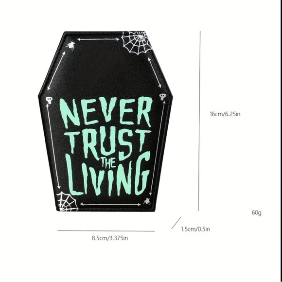 🆕 Gothic Tombstone - Coffin “Never Trust The Living” Beetlejuice Card Wallet - Picture 8 of 11